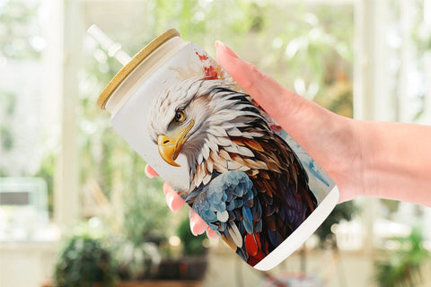 Glass Can 3D Eagle Painting Sublimation artnoy 