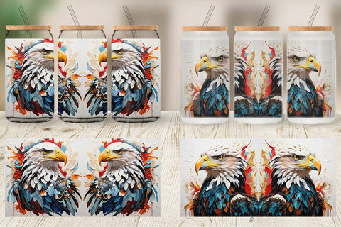 Glass Can 3D Eagle Painting Sublimation artnoy 