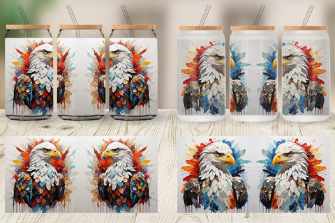 Glass Can 3D Eagle Painting Sublimation artnoy 