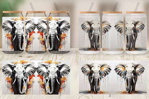 Glass Can 3D Elephant Painting Sublimation artnoy 