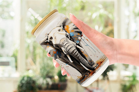 Glass Can 3D Elephant Painting Sublimation artnoy 
