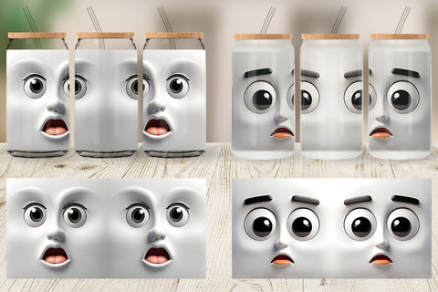 Glass Can 3D Face Expressions Sublimation artnoy 