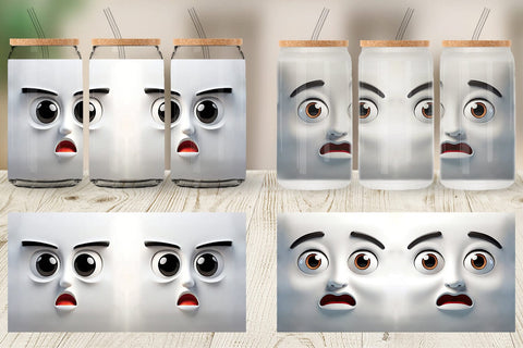 Glass Can 3D Face Expressions Sublimation artnoy 
