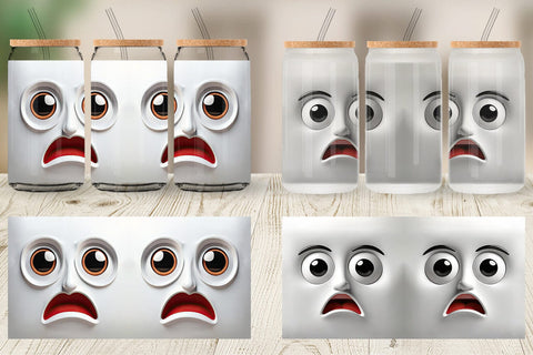 Glass Can 3D Face Expressions Sublimation artnoy 