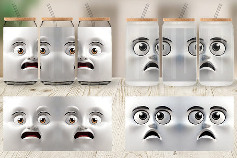 Glass Can 3D Face Expressions Sublimation artnoy 