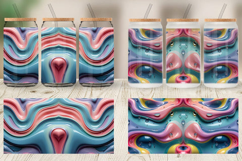 Glass Can 3D Flowing Pastel Sublimation artnoy 