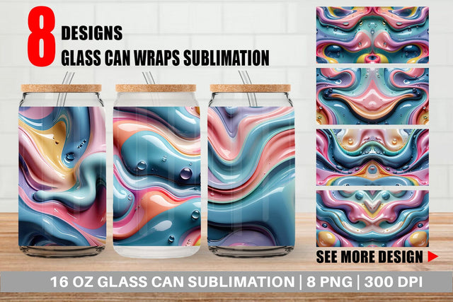 Glass Can 3D Flowing Pastel Sublimation artnoy 