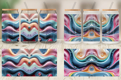Glass Can 3D Flowing Pastel Sublimation artnoy 