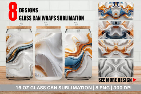 Glass Can 3D Fluid Abstract Sublimation artnoy 