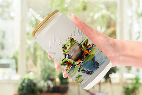 Glass Can 3D Frog Painting Sublimation artnoy 