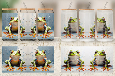 Glass Can 3D Frog Painting Sublimation artnoy 
