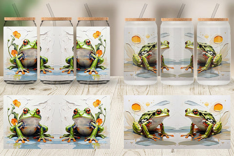 Glass Can 3D Frog Painting Sublimation artnoy 