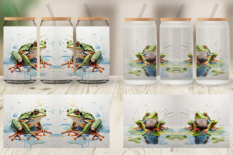 Glass Can 3D Frog Painting Sublimation artnoy 