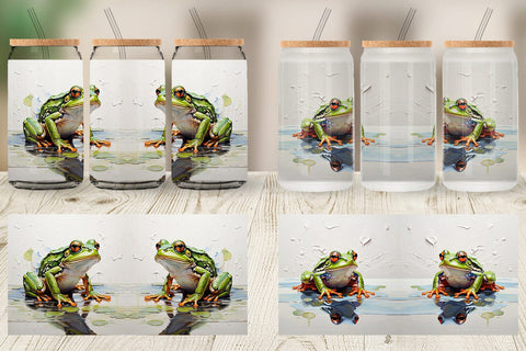 Glass Can 3D Frog Painting Sublimation artnoy 