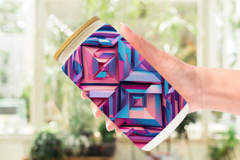 Glass Can 3D Geometric Shape Sublimation artnoy 
