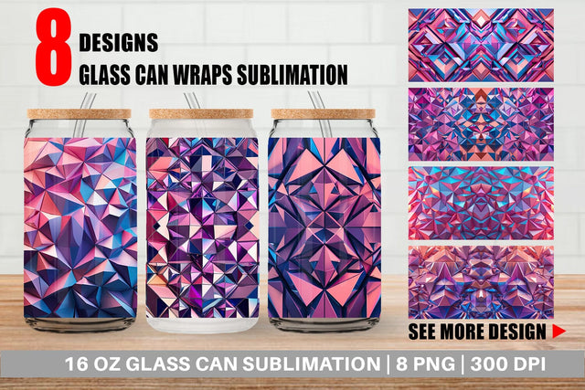 Glass Can 3D Geometric Shape Sublimation artnoy 