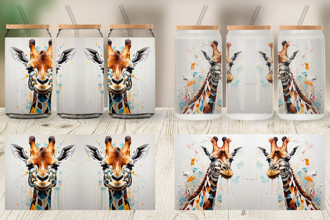 Glass Can 3D Giraffe Painting Sublimation artnoy 