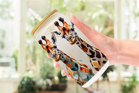 Glass Can 3D Giraffe Painting Sublimation artnoy 
