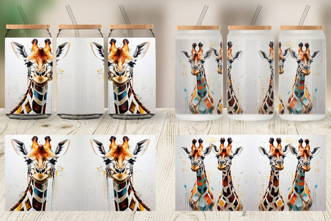 Glass Can 3D Giraffe Painting Sublimation artnoy 