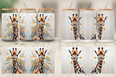 Glass Can 3D Giraffe Painting Sublimation artnoy 