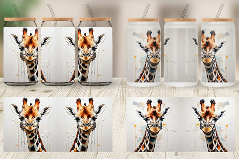 Glass Can 3D Giraffe Painting Sublimation artnoy 