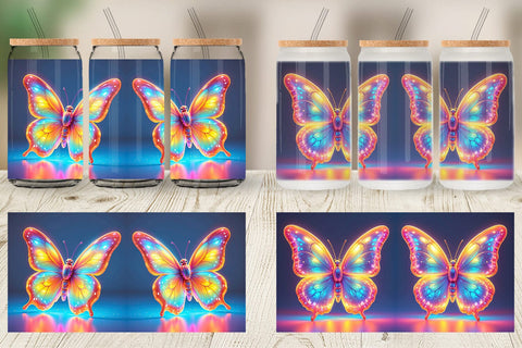 Glass Can 3D Glowing Butterfly Sublimation artnoy 