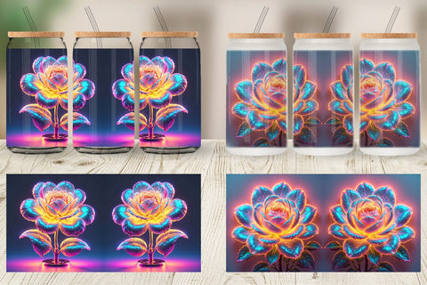 Glass Can 3D Glowing Flower Sublimation artnoy 