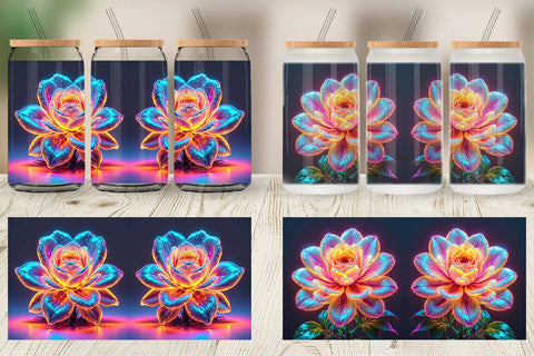 Glass Can 3D Glowing Flower Sublimation artnoy 