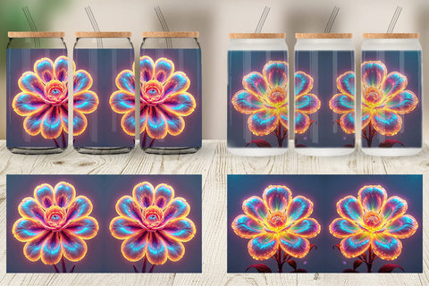 Glass Can 3D Glowing Flower Sublimation artnoy 
