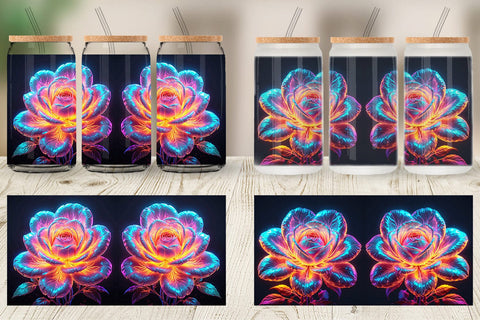 Glass Can 3D Glowing Flower Sublimation artnoy 