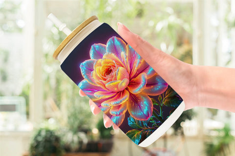 Glass Can 3D Glowing Flower Sublimation artnoy 