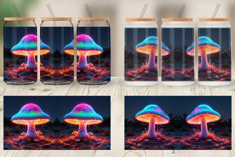 Glass Can 3D Glowing Mushroom Sublimation artnoy 