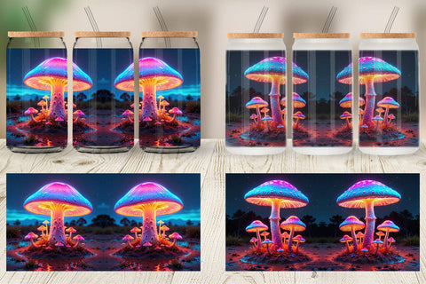 Glass Can 3D Glowing Mushroom Sublimation artnoy 