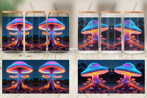 Glass Can 3D Glowing Mushroom Sublimation artnoy 