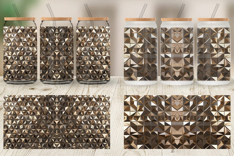 Glass Can 3D Gold Polygonal Sublimation artnoy 