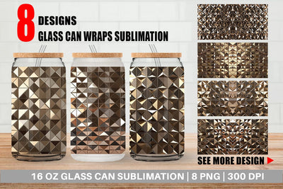 Glass Can 3D Gold Polygonal Sublimation artnoy 