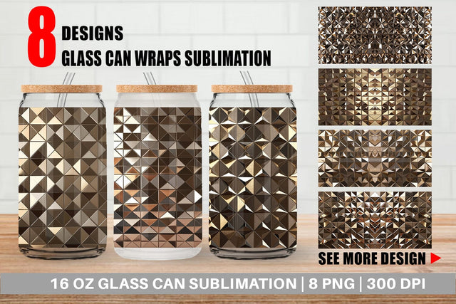 Glass Can 3D Gold Polygonal Sublimation artnoy 