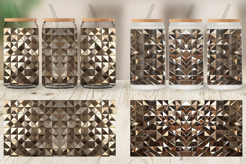 Glass Can 3D Gold Polygonal Sublimation artnoy 