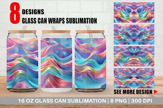 Glass Can 3D Holographic Wave Sublimation artnoy 