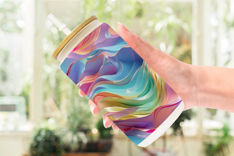 Glass Can 3D Holographic Wave Sublimation artnoy 
