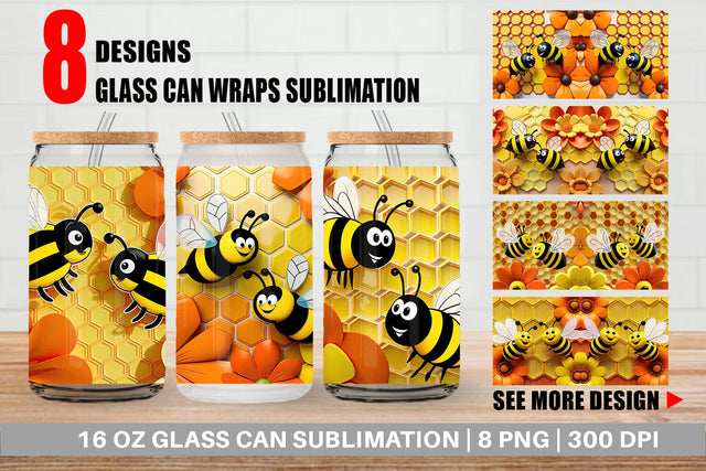 Glass Can 3D Honeycomb Sublimation artnoy 