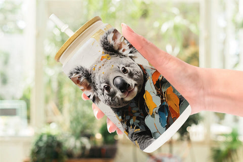 Glass Can 3D Koala Painting Sublimation artnoy 