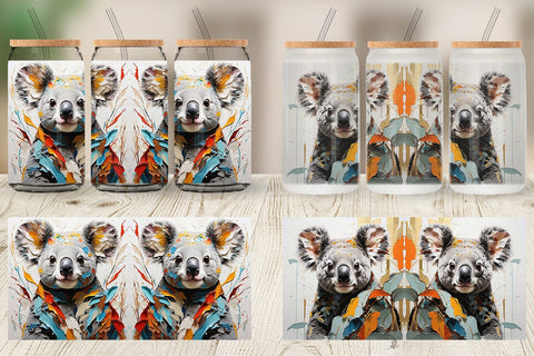 Glass Can 3D Koala Painting Sublimation artnoy 