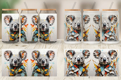 Glass Can 3D Koala Painting Sublimation artnoy 