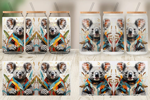 Glass Can 3D Koala Painting Sublimation artnoy 
