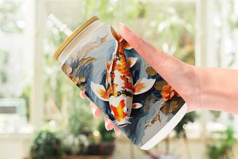 Glass Can 3D Koi Fish Painting Sublimation artnoy 