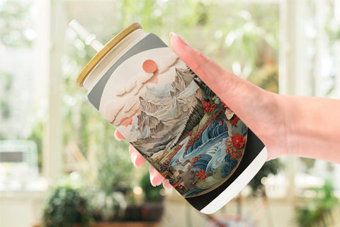 Glass Can 3D Landscape Mountain Tree Sublimation artnoy 