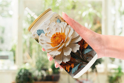 Glass Can 3D Marigold Flower Sublimation artnoy 