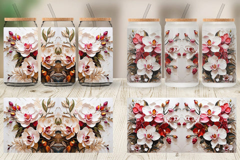 Glass Can 3D Orchid Flower Sublimation artnoy 