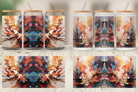Glass Can 3D Paint Splashes Sublimation artnoy 